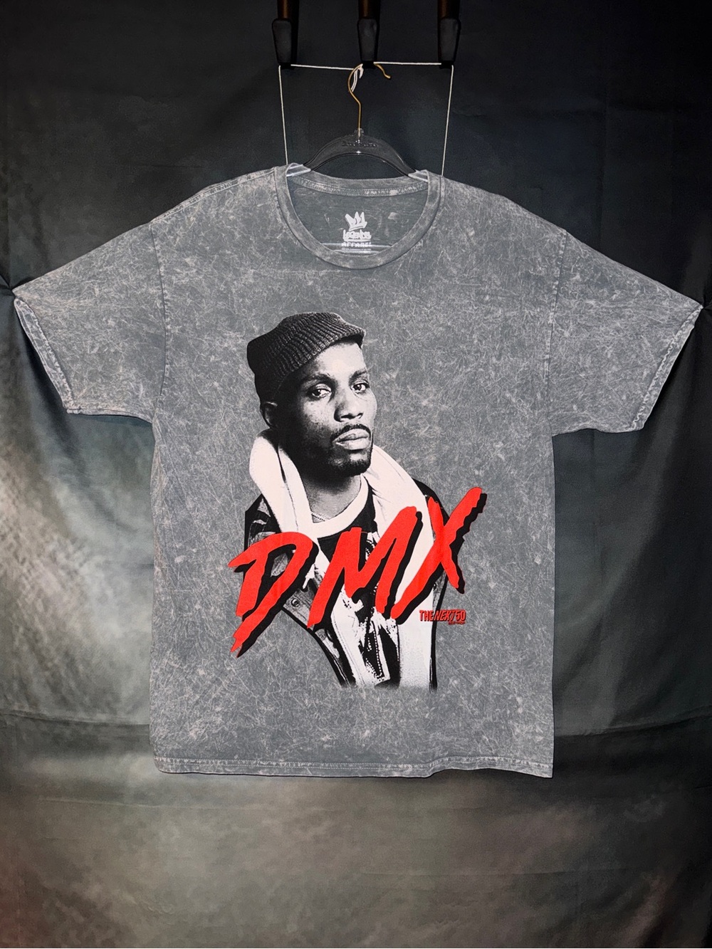 DMX Graphic Tee - Gray Mineral Wash with Red Logo 2X